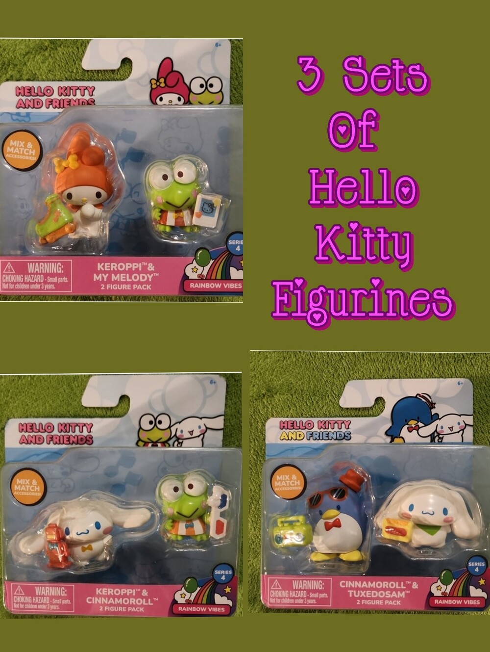 3 Packs Of HELLO KITTY & FRIENDS Series 4 Rainbow Vibes NIP